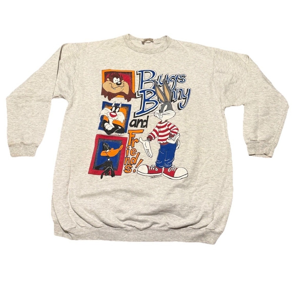 Vintage 1994 Looney Tunes Bugs Bunny & Friends Taz Daffy Sylvester Sweatshirt XL